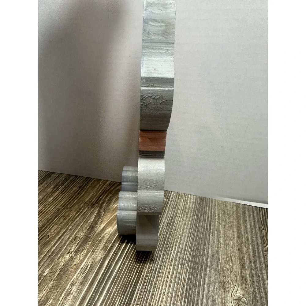Handmade Wooden Gray Pink Cat Shelf Sitter 9